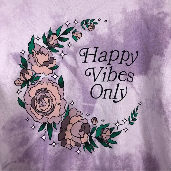 Wound Up “Happy Vibes Only” Marble Purple Sweater - Picture 3 of 5